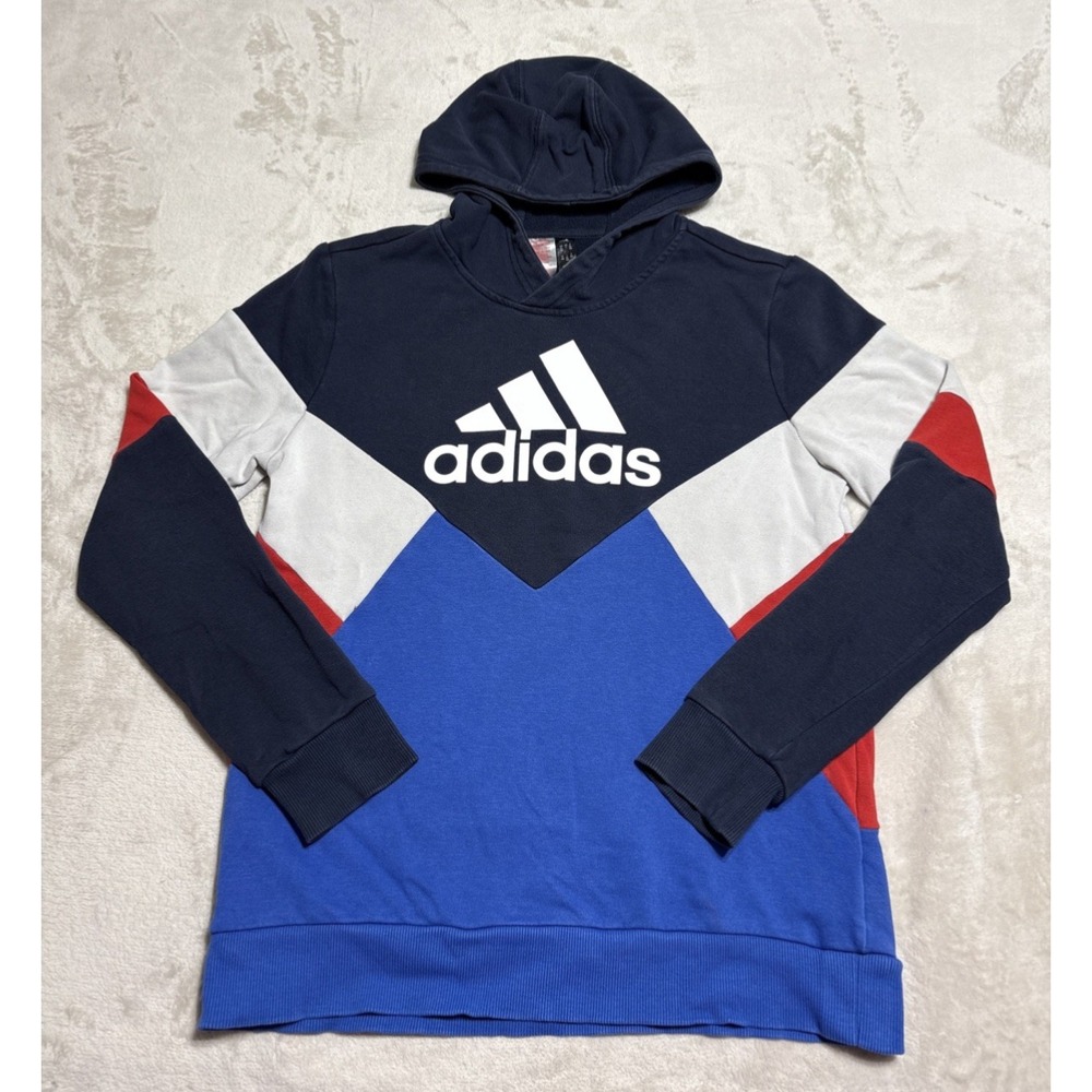 Adidas Hoodie Boys Large Long Sleeve Pull Over Logo Sweatshirt 14/16